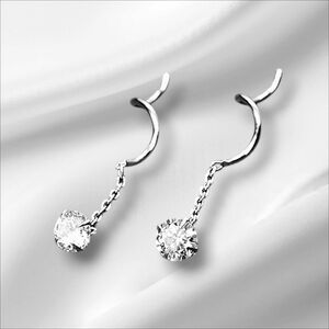 New 925 Sterling Silver Tassel Cubic Zirconia Earrings